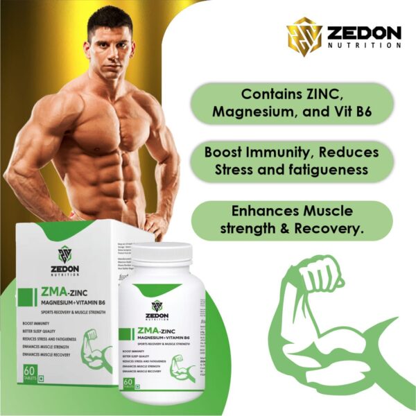 zedon zma capsule, zedon zma tablets, zinc, magnesium, vitamin b6, zma, multivitamin tablets, Muscle Strength & Recovery Support Supplement