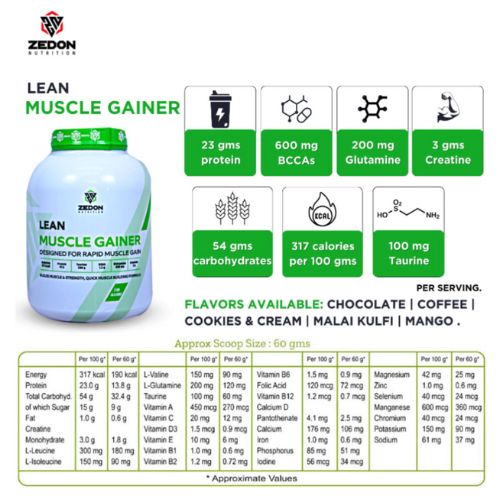 Zedon nutrition lean muscle gainer